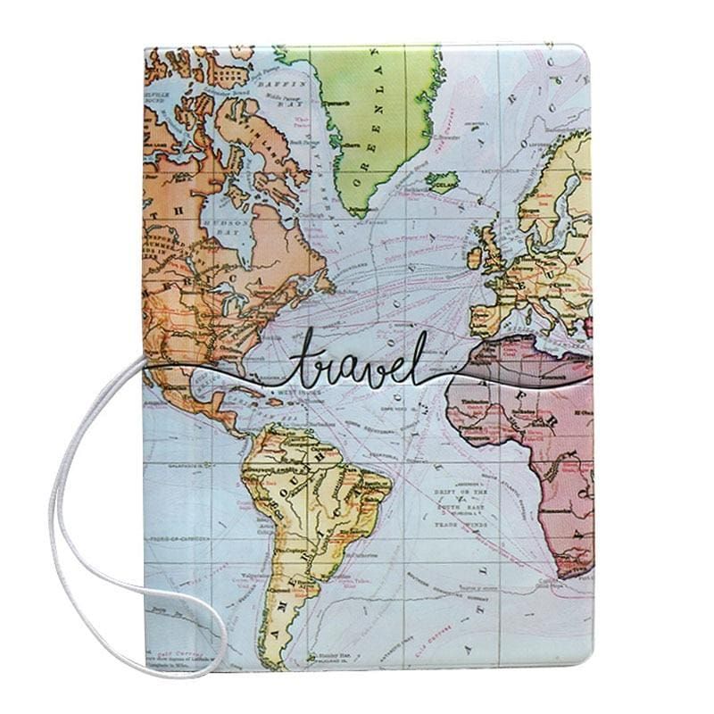 Protège-passeport carte du monde colorée
