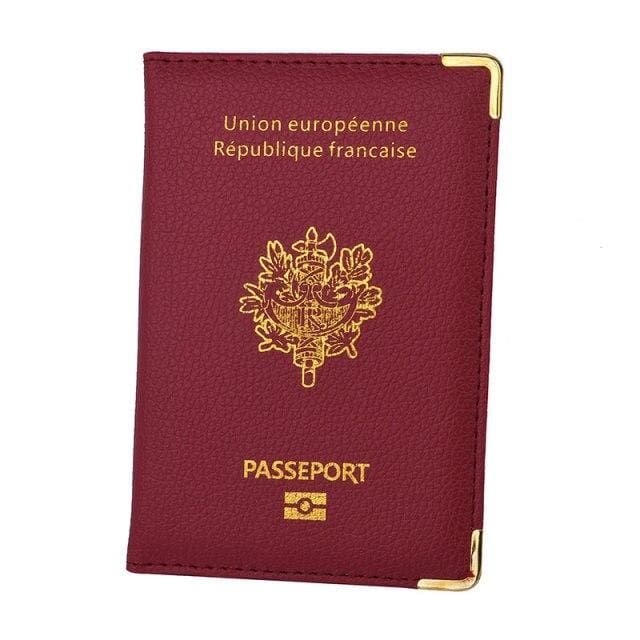 protège passeport français en cuir