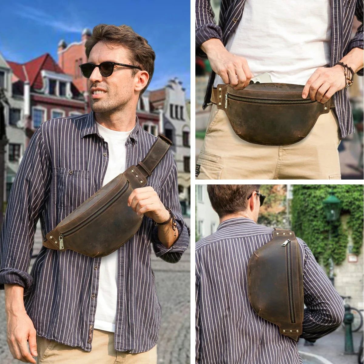 sac à bandoulière en similicuir patiné