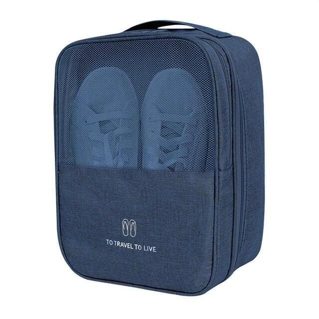 sac à chaussures de voyage bleu marine - pratique et léger