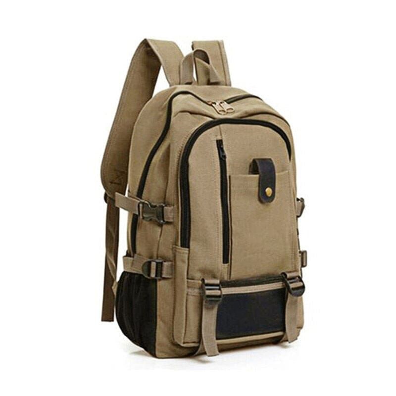 sac à dos beige en toile résistante