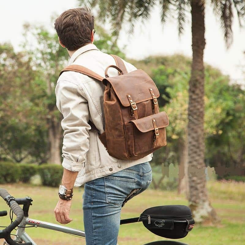 sac à dos en cuir vintage