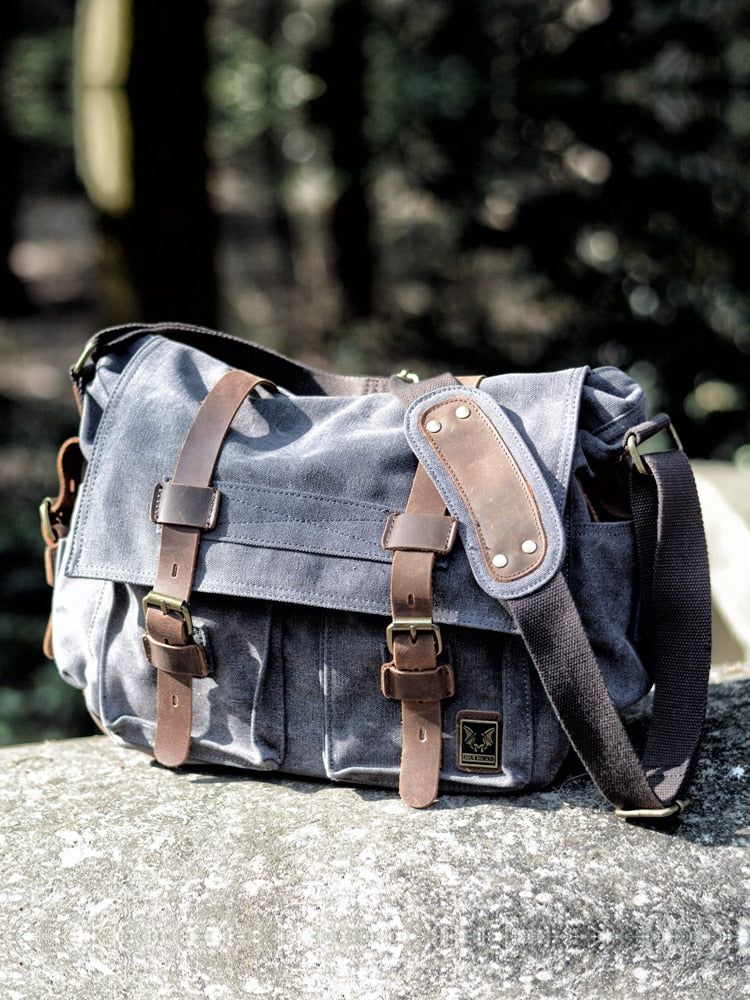 sac à dos en toile et cuir rétro