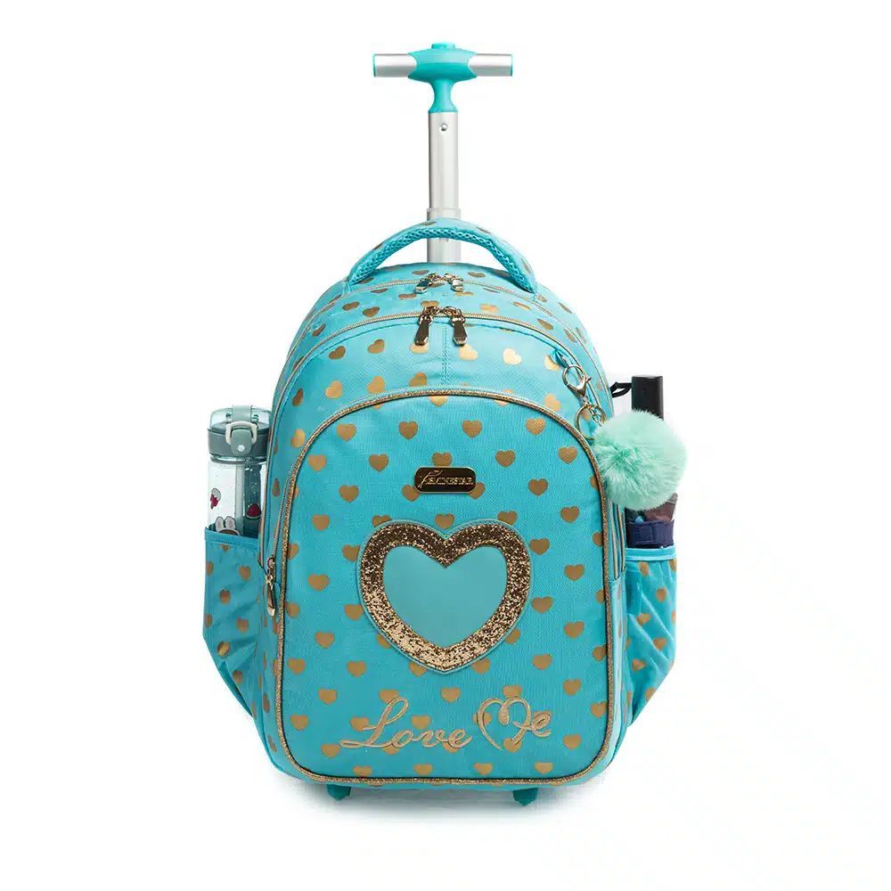 sac à dos enfant couleur turquoise avec accessoires