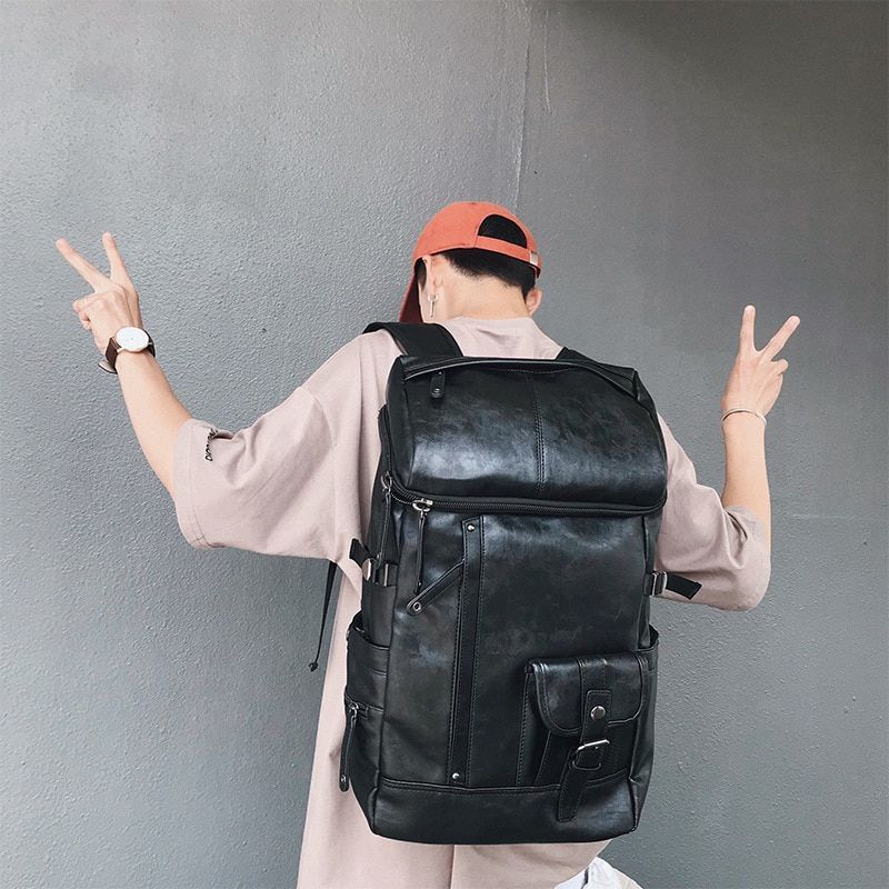 sac à dos souple en cuir synthétique noir