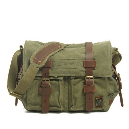 sac besace en toile et cuir vintage