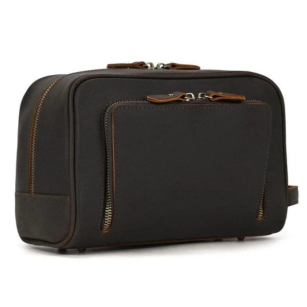 sac cuir marron intemporel avec poche zippée