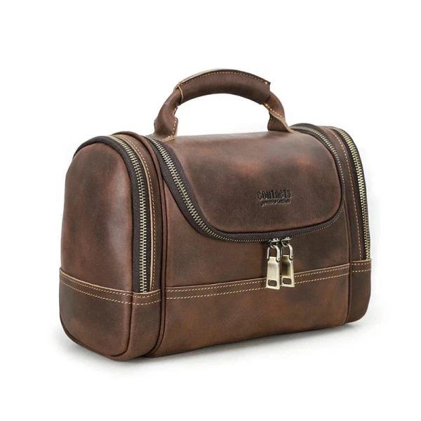 sac cuir vintage double zip