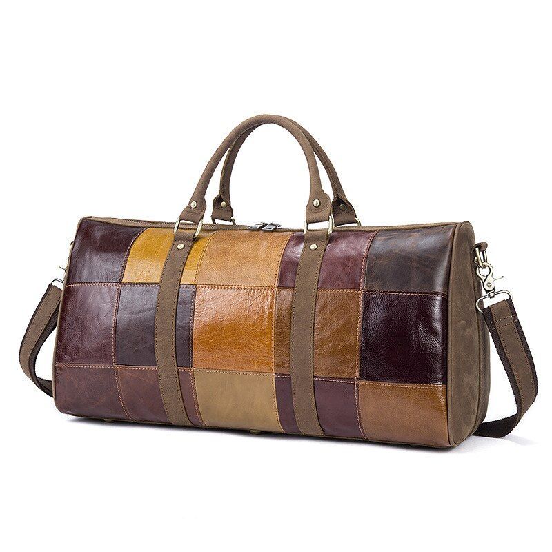 sac de voyage bandoulière en cuir patchwork