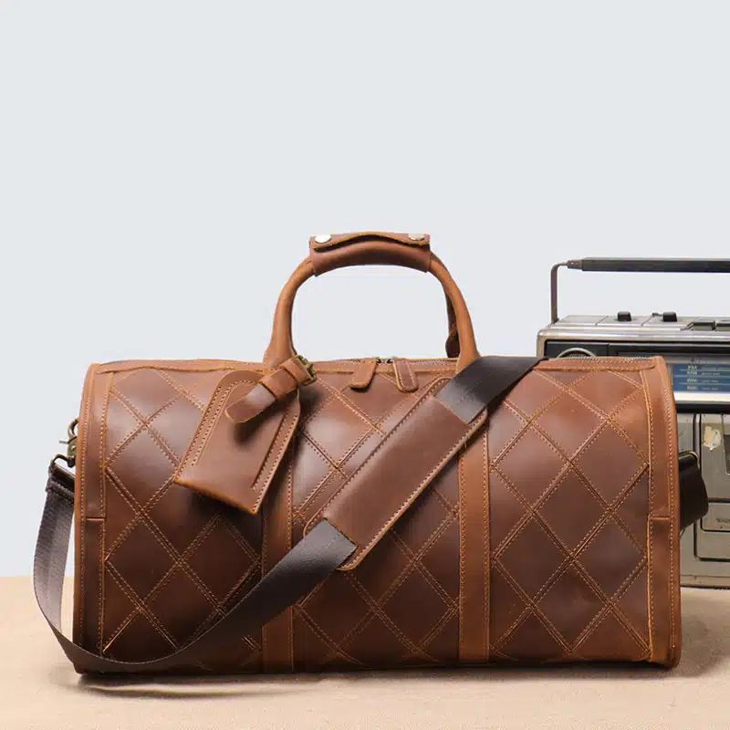 Sac de voyage élégant de style vintage en cuir véritable pour homme