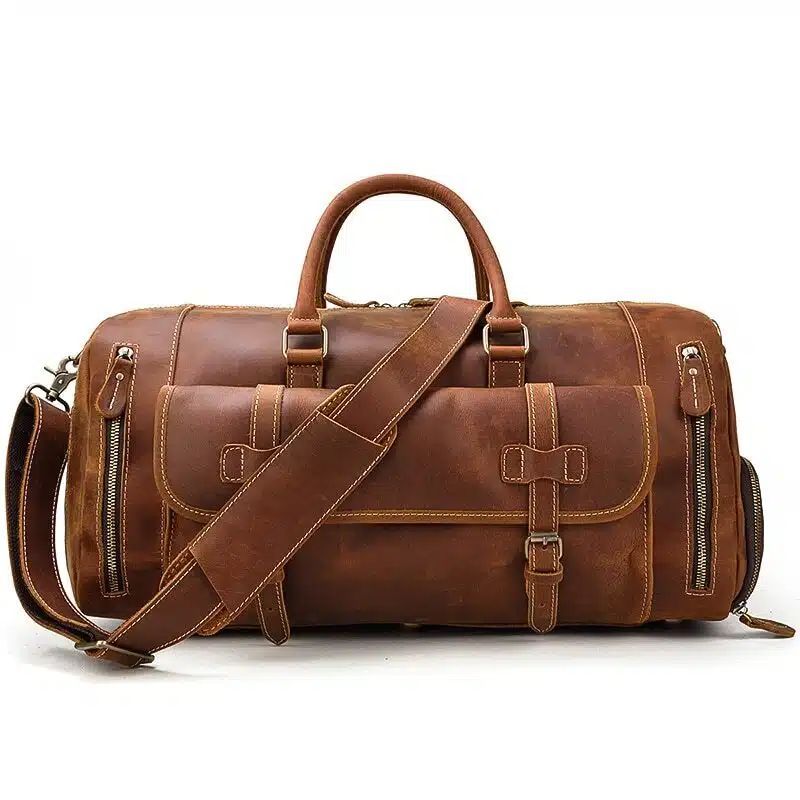 Sac de voyage en cuir authentique vintage