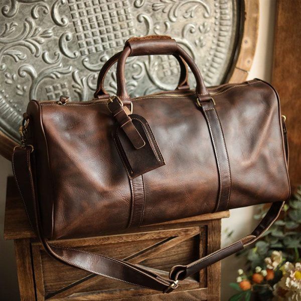 sac de voyage en cuir avec bandoulière structurée