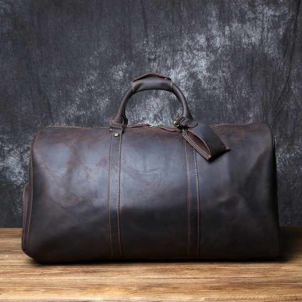 sac de voyage en cuir avec bretelles rembourrées