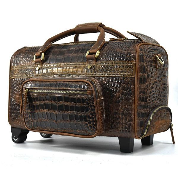 sac de voyage en cuir crocodile