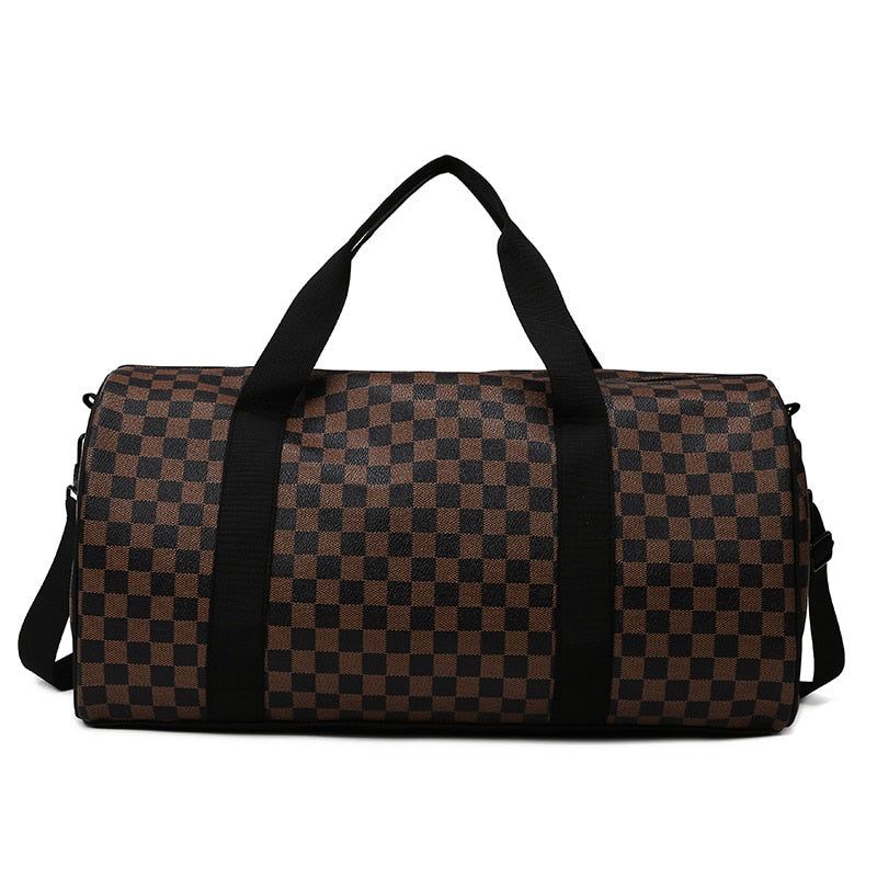 sac de voyage en cuir noir avec bandoulière