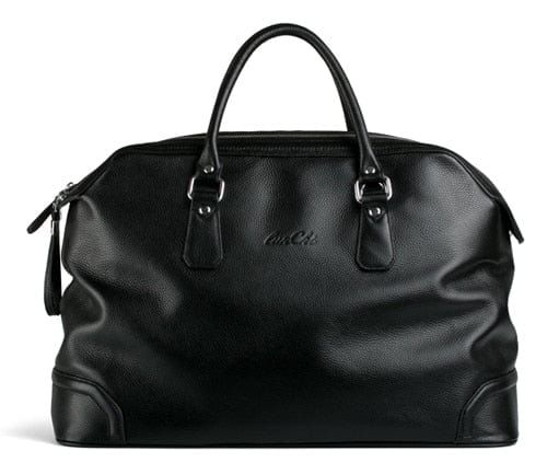 sac de voyage en cuir noir texturé