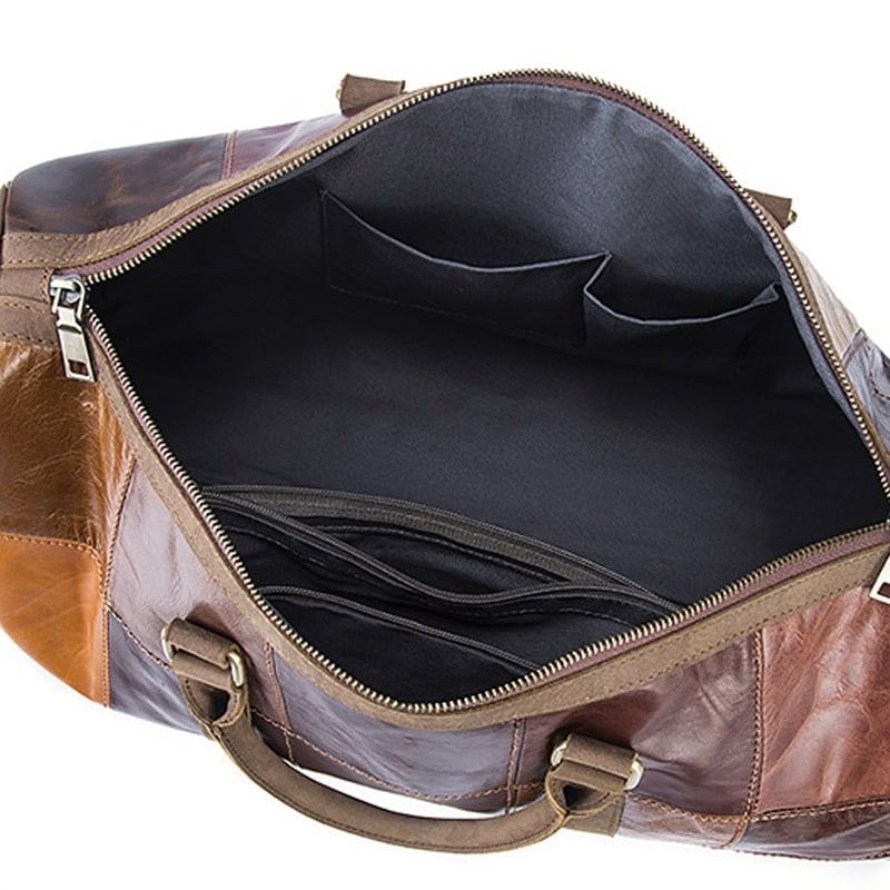 sac de voyage en cuir style patchwork
