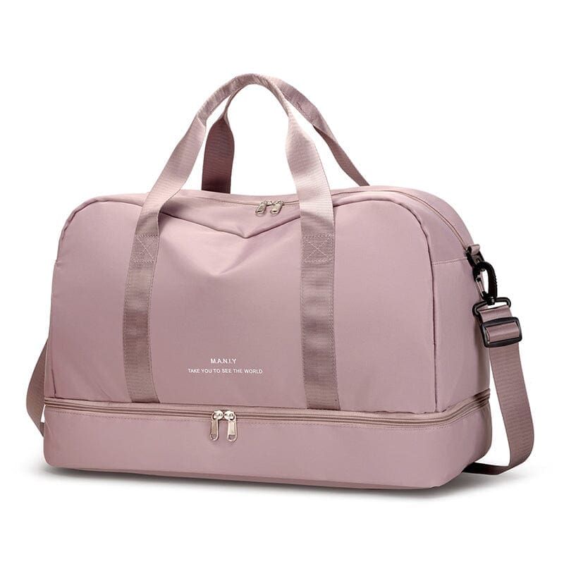 sac de voyage femme avec rangement pour chaussures rose