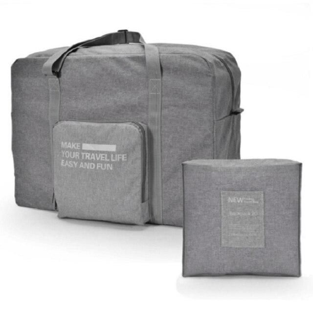 Sac de Voyage Pliable Gris - Pratique et Amusant pour Voyager Facilement
