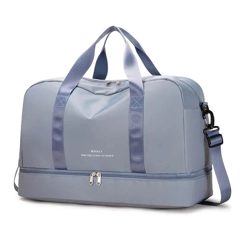 sac de voyage pour femme bleu ciel avec compartiment chaussures