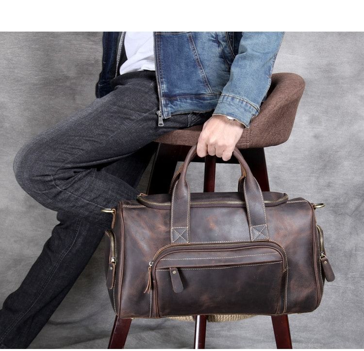 sac en cuir brun haut de gamme pour hommes