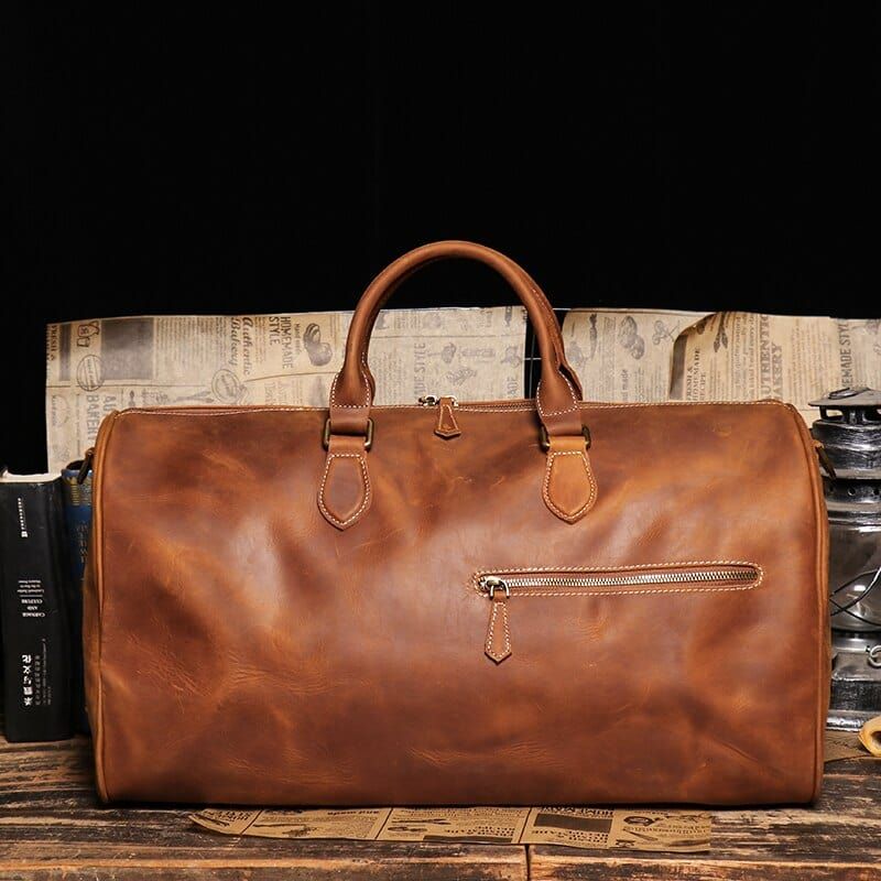 Sac en Cuir Marron Vintage Poche Extérieure