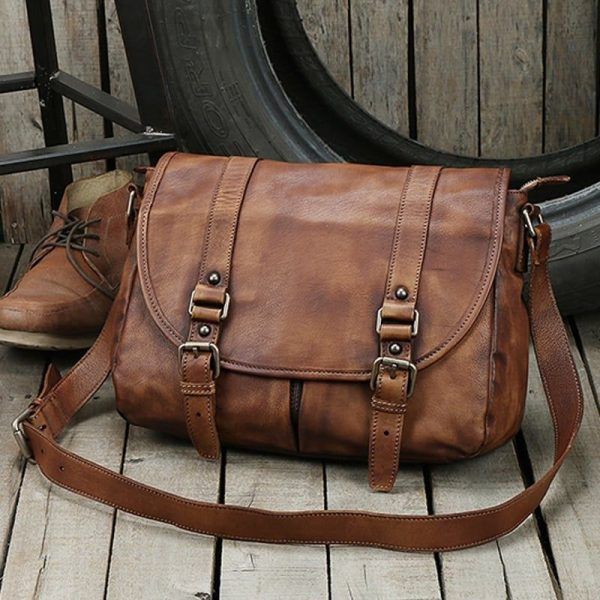 sac vintage en cuir authentique pour homme