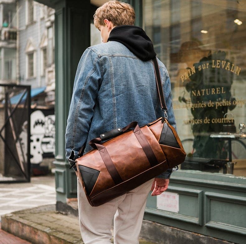 sac vintage en cuir marron