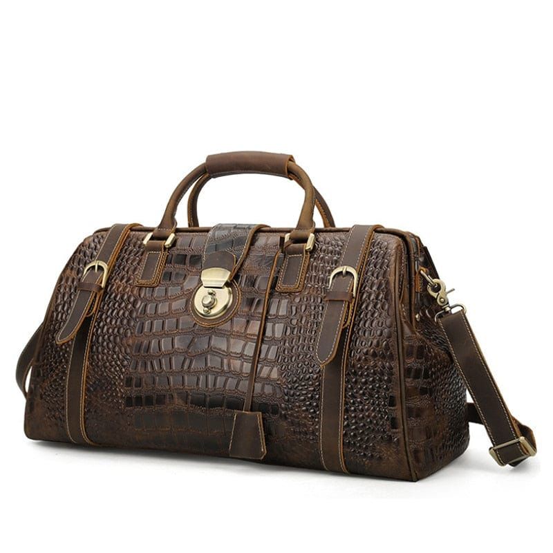 Sac Voyage cuir croco Vintage Sécurisé