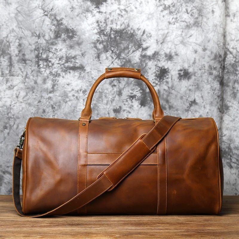 Sac voyage cuir patiné sangle ajustable
