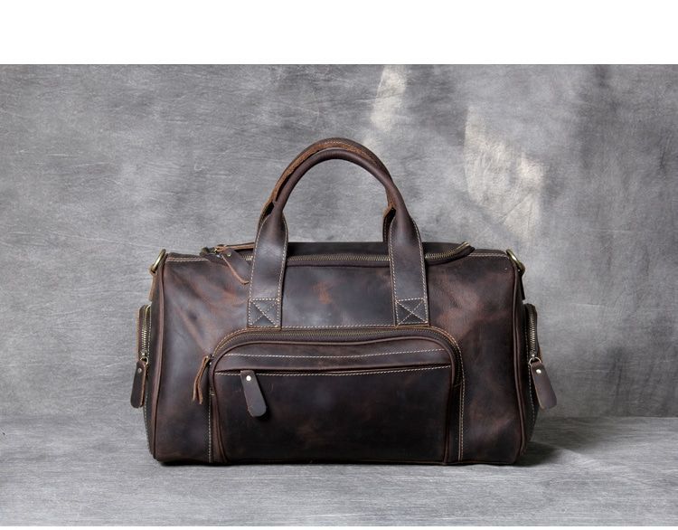 sac voyage en cuir brun pour hommes