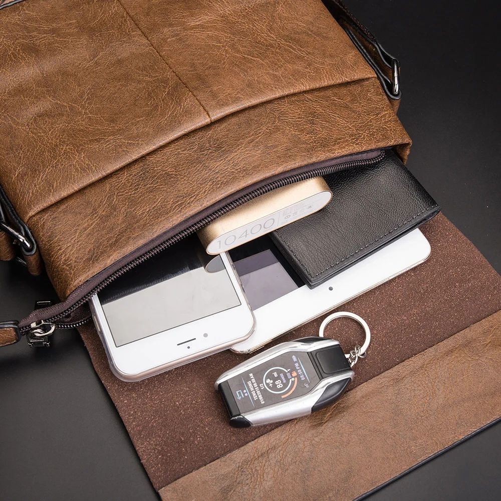 sacoche à bandoulière design rétro marron pour homme