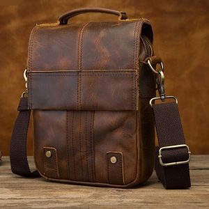 Sacoche de voyage rétro en cuir véritable à bandoulière