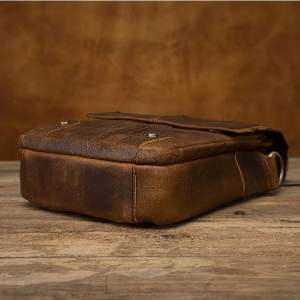 sacoche vintage en cuir véritable