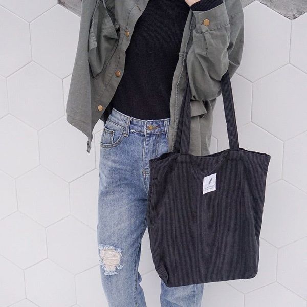 tote bag en velours côtelé pour femmes