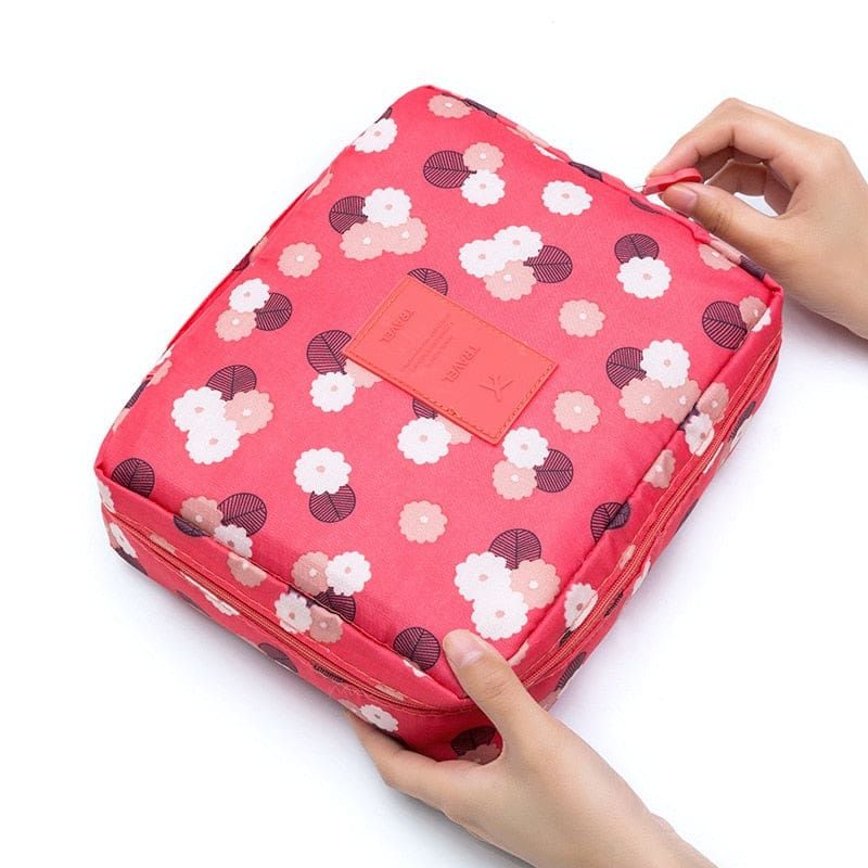 trousse cosmétique portable fleurs élégantes