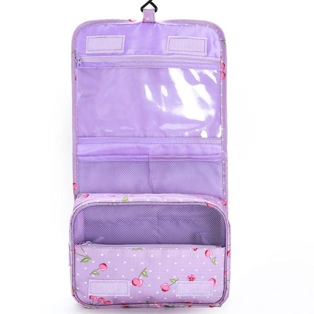 trousse de toilette de voyage cerises violette