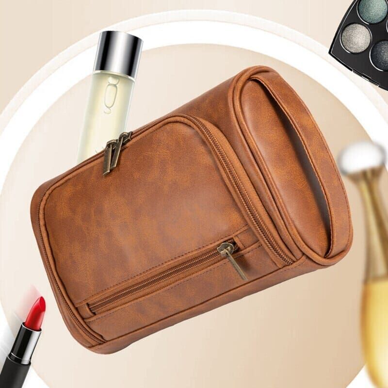 trousse de toilette en cuir pour équipement de voyage