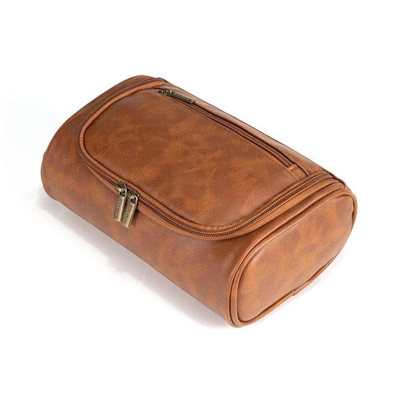 trousse de toilette en cuir vintage pour homme