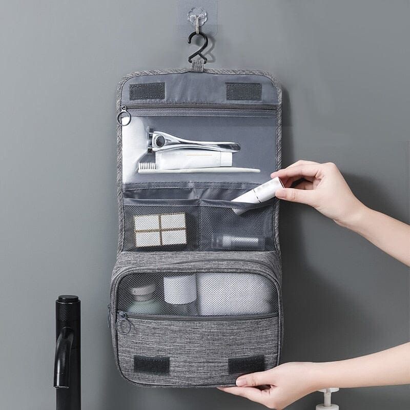 trousse de toilette suspendue gris