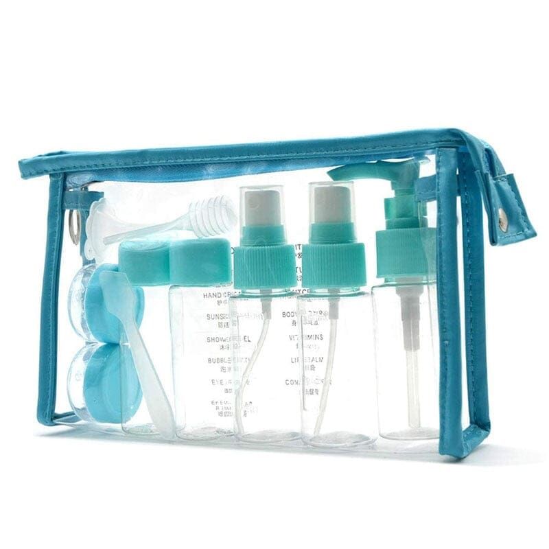 Trousse de Toilette Transparente Kit Avion Complet 7 Flacons